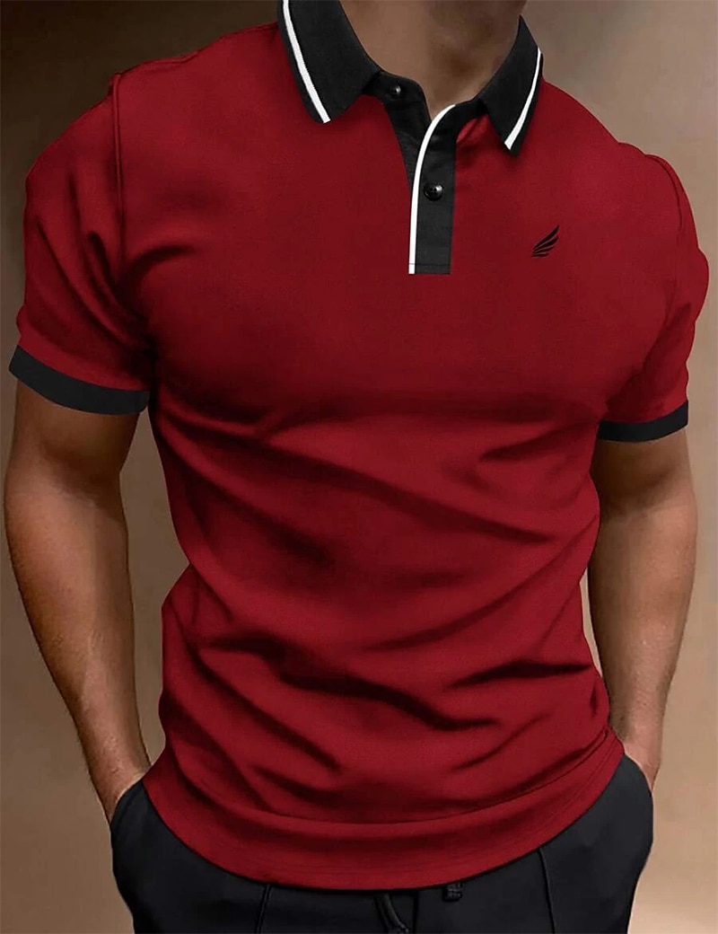 Herren Polos mit Knöpfen Poloshirt Casual Festtage Kargen Kurzarm Modisch Basic Glatt Klassisch Sommer Regular Fit Feuer rot Schwarz Weiß Gelb Rosa Dunkelmarine Polos mit Knöpfen 2025 - $17.99 –P7