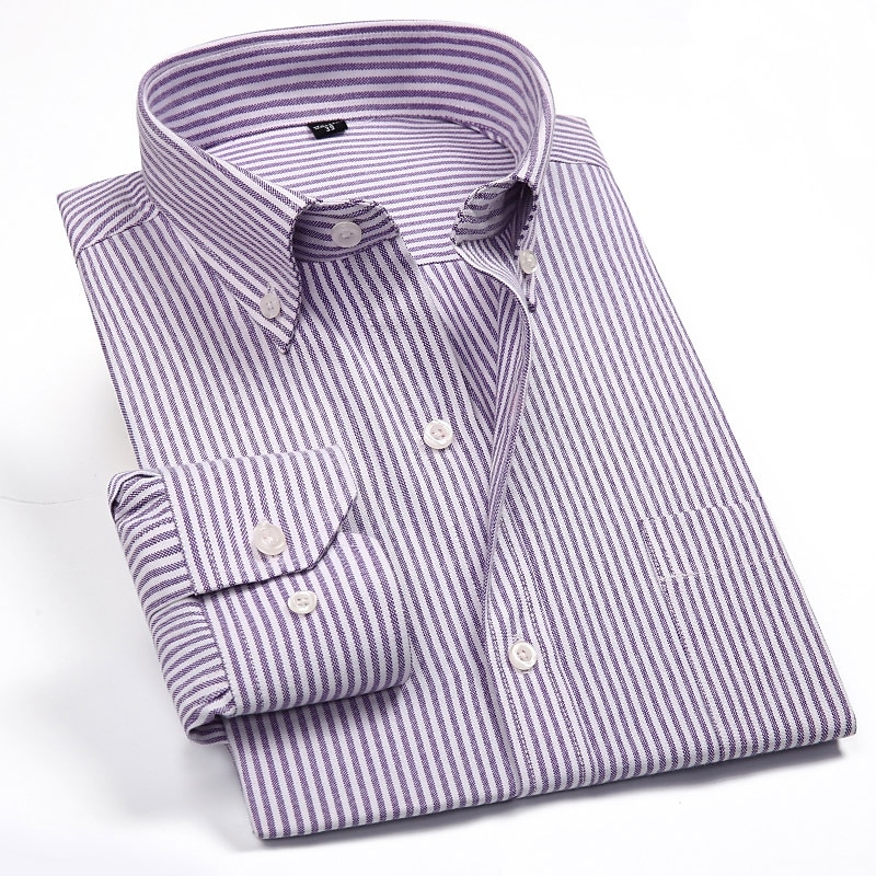 Per uomo Camicie Camicia a righe Camicia abbottonata Camicia Oxford Righe e Plaid Matrimonio Ufficio e carriera Rosa Blu Viola chiaro Grigio chiaro Manica lunga Colletto Per tutte le stagioni del 2026 a $35.99 –P5