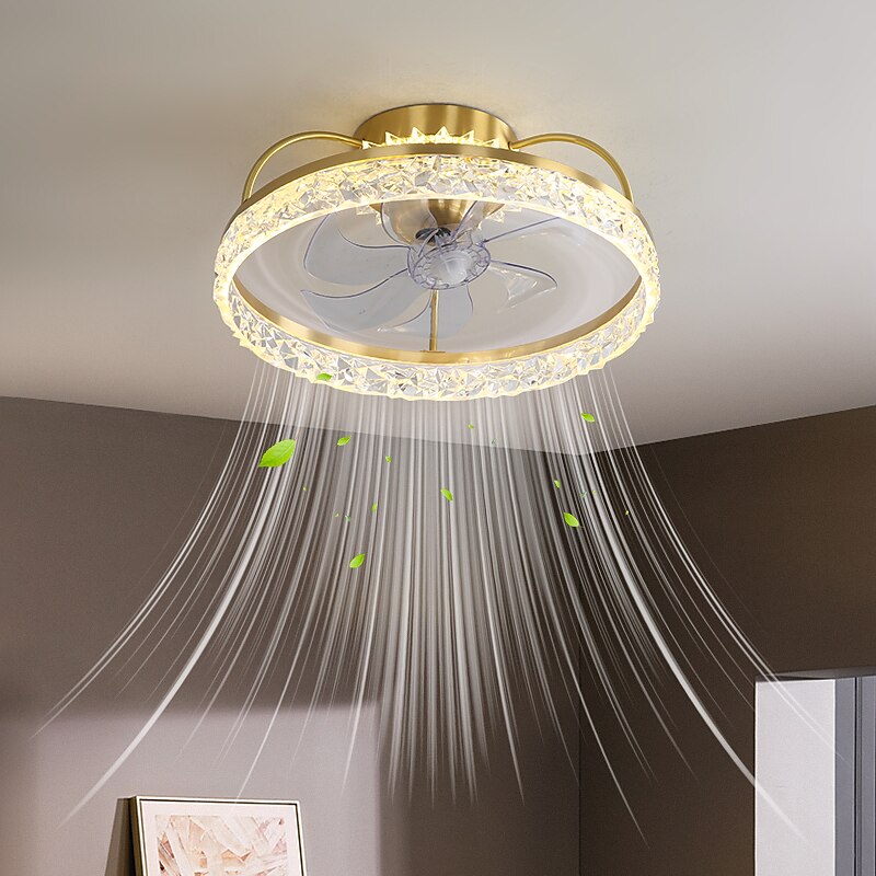 Ceiling Fan with Light Dimmable Circle Design Crystal 50cm 6 Wind Speeds Modern Ceiling Fan for Bedroom, Living Room App & Remote Control 110-240V 2025 - $331.09 –P1
