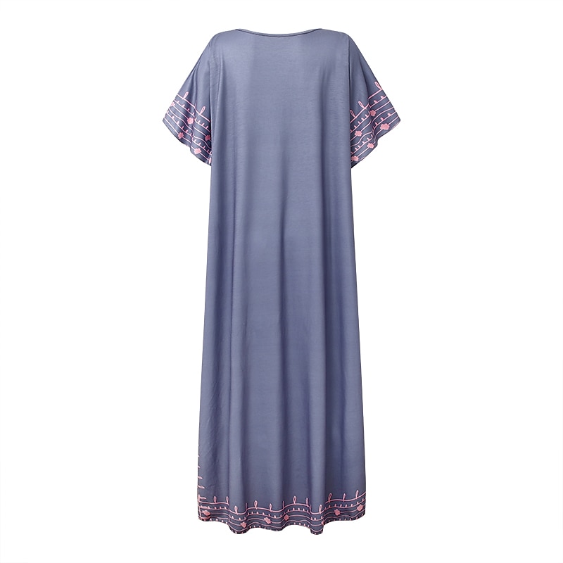 Pentru femei Rochie Maxi lungă Rochie Lunga Rochie Maxi Rochie casual Rochii Tricou Rochie Boho Rochie imprimata Modă Boem Casual În aer liber Vacanță Zilnic Potrivire Largă Floral Manșon scurt În V 2025 - $23.99 –P6