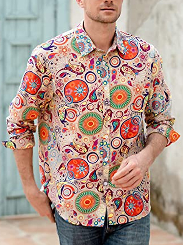 Retrò Vintage Anni '70 Camicia Disco Floreale Paisley Per uomo Casual Quotidiano Parata dell'Orgoglio Mese dell'orgoglio Adulti Top Tutte le stagioni del 2025 a $23.99 –P10