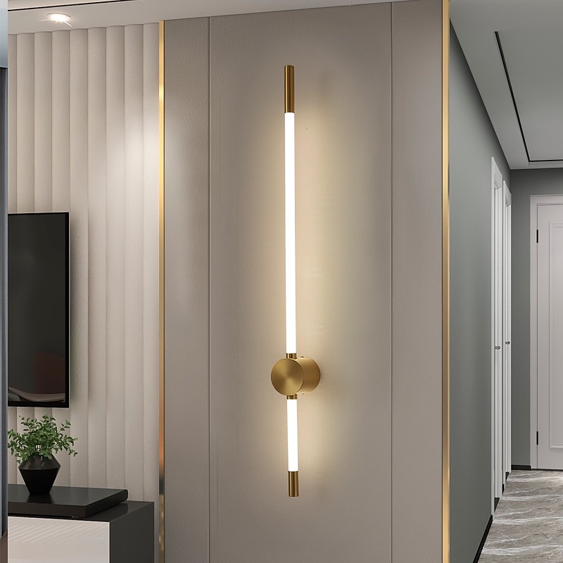 Lâmpada de parede led design de tira 24 "moderna lâmpada de parede de fundo led sala de estar quarto cabeceira 10w alumínio luz de parede interna ligting arandela branco quente 1pcs 110-240v de 2025 por $99.99 –P1