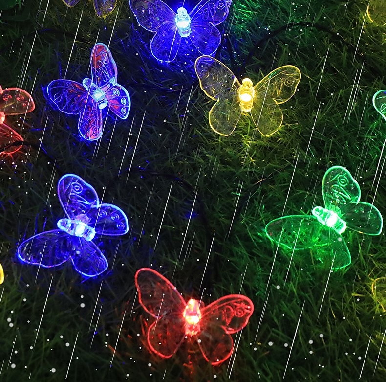 Solar-Lichterkette für die Gartendekoration – 5 m, 20 LEDs, Libelle und Schmetterling, wasserdichte Kranzlichter für den Rasen, Hochzeits- und Partydekoration 2025 - $14.99 –P7