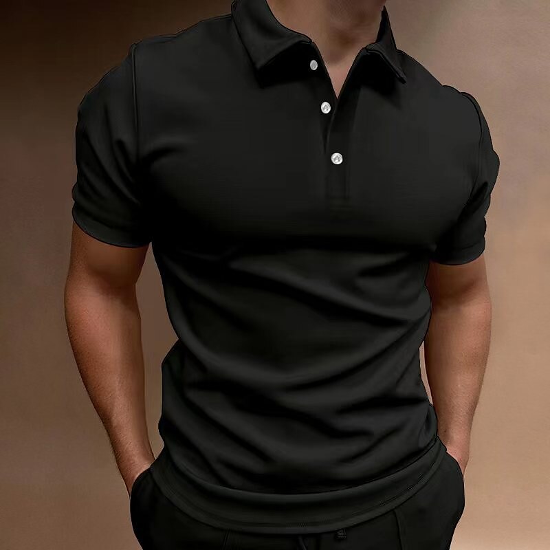 Men's Button Up Polos Polo Shirt Casual Holiday Lapel Short Sleeve Fashion Basic Plain Button Summer Regular Fit Black Navy Blue Blue Green Dark Gray Button Up Polos 2025 - $18.99 –P8