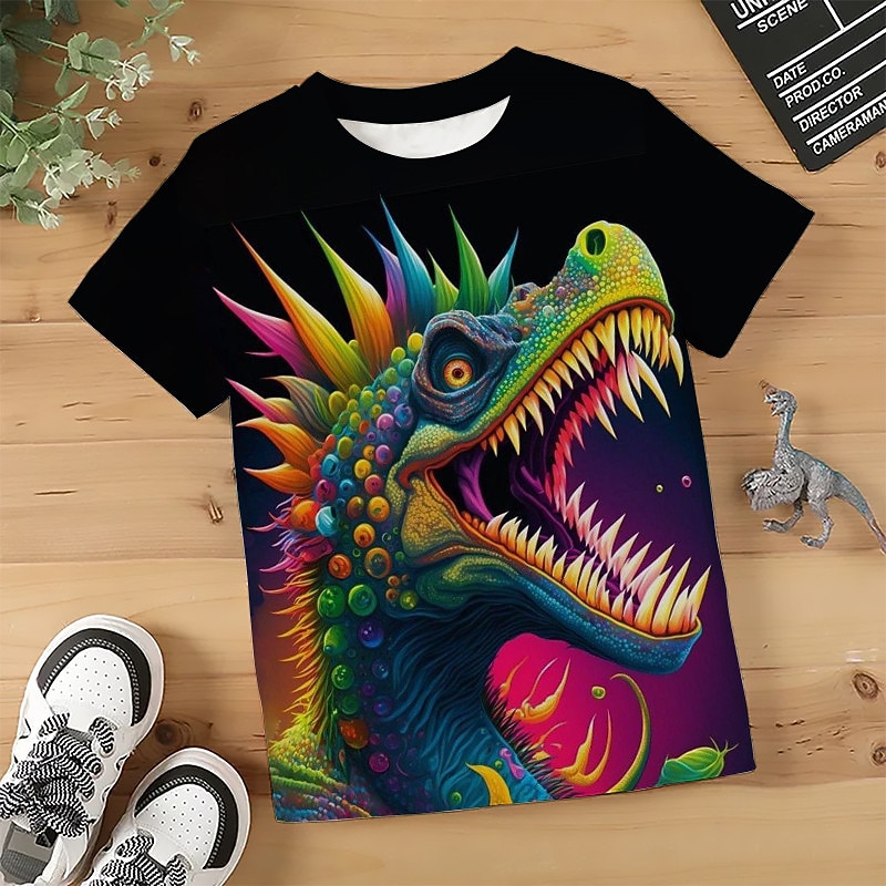 Jungen 3D Graphic Tier Dinosaurier T-Shirt Kurzarm 3D-Druck Sommer Frühling Aktiv Sport Modisch Polyester kinderkleidung 3-12 Jahre Outdoor Casual Täglich Regular Fit 2026 - $10.99 –P2