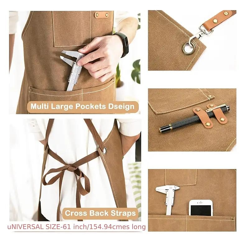 Chef Apron For Women and Men, Kitchen Cooking Apron, Personalised Gardening Apron with Pocket Work Aprons Cross Back Heavy Duty Adjustable 2025 - $22.99 –P6