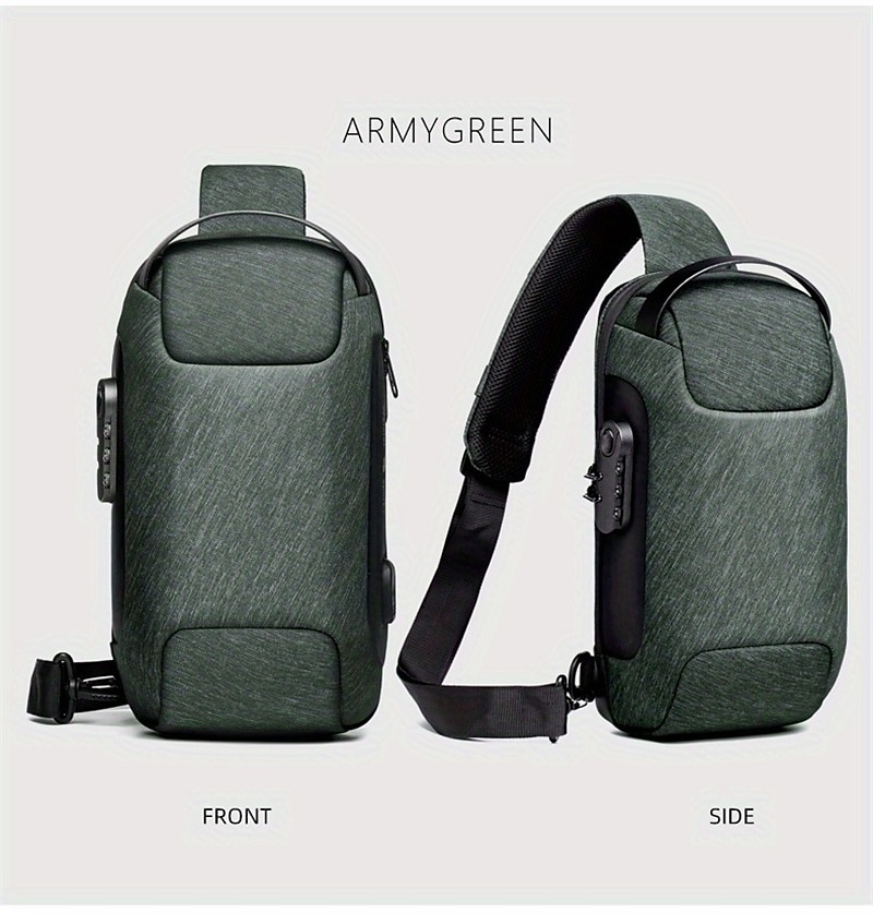 Men's Crossbody Bag Chest Bag Oxford Cloth Daily Large Capacity Durable Solid Color Black Army Green Camouflage 2025 - $26.99 –P4