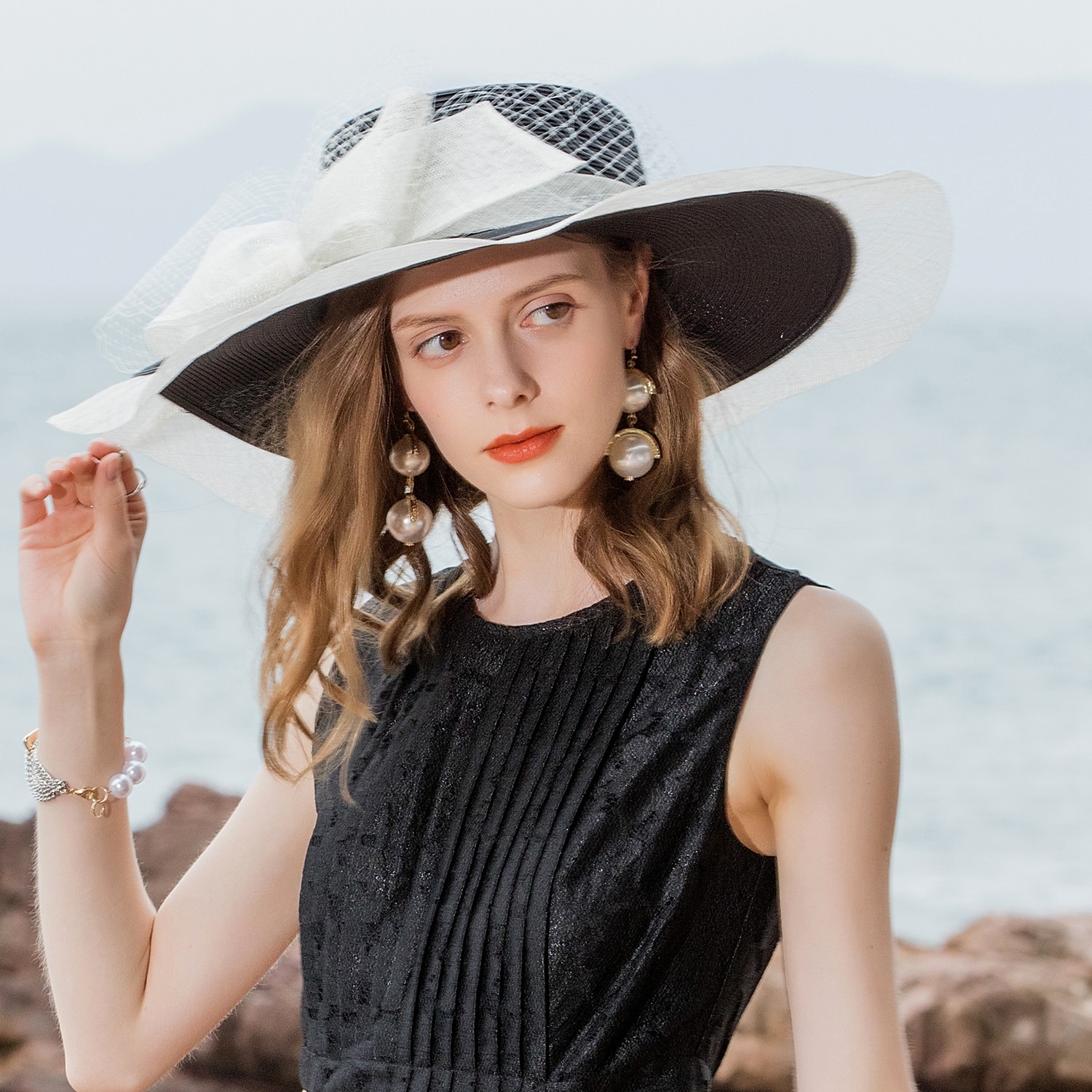hüte netz faser strohhut sonnenhut sinamay hut hochzeit lässig elegant hochzeit mit bowknot spitze kopfbedeckung kopfbedeckung outdoor 2025 - $71.99 –P11