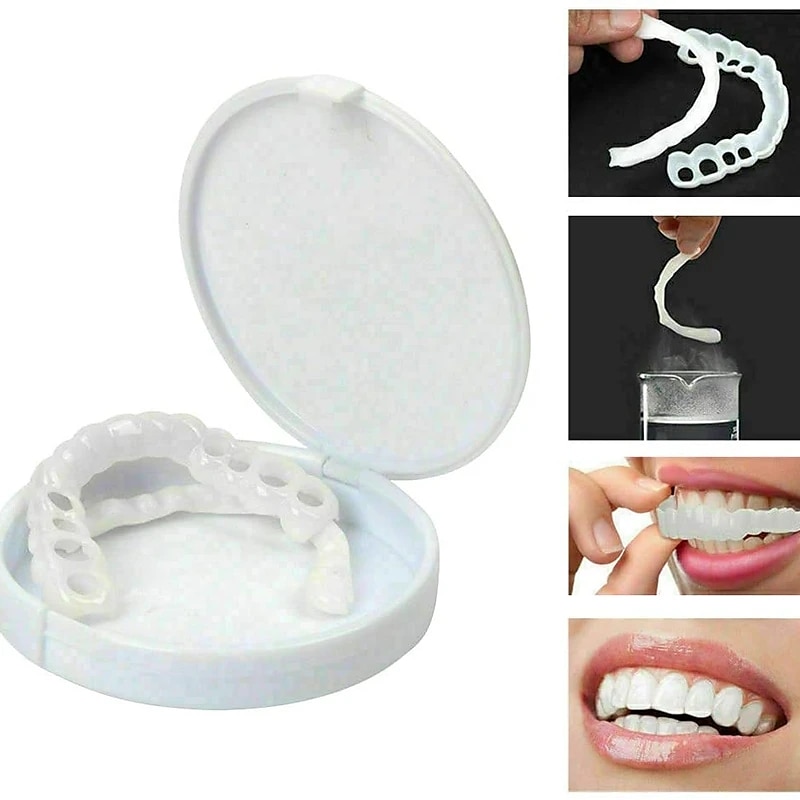1 Packung Silikon-Zahnaufhellung, Zahnspangen, Simulationsprothese, obere Zähne, untere Zähne, Set mit Box, perfektes Lächeln 2025 - $9.49 –P8