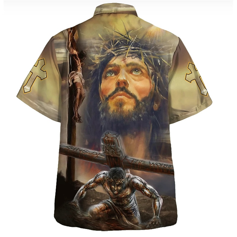 Ziua Independenței Americane Bărbați Scrisă Σταυρός Steagul american Cămașă Camașă cu nasturi Manșon scurt Modă Șic Stradă Designer Zilnic Ieșire Sfârșit de săptămână Vară Primăvară Răsfrânt Imprimeu 2025 - $24.99 –P6