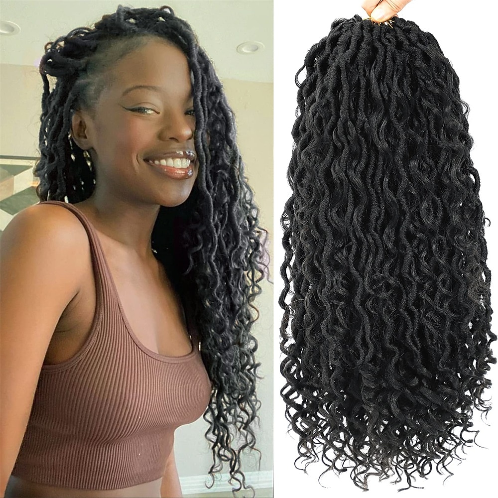 hnědá 18 palcová 7 balení umělých loků háčkování vlasů měkké háčkované lody před smyčkou háčkované copánky kudrnaté boho locs háčkované vlasy syntetické hippie locs prodlužování vlasů 2025 - $64.99 –P6