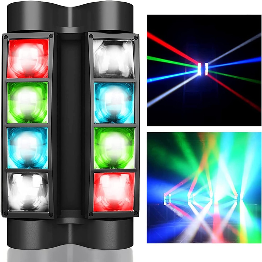 7-gwiazdkowa ruchoma głowa DJ-a – oświetlenie imprezowe do wnętrz, 8 wiązek, diody LED RGBW, 4 w 1, tryby DMX/dźwięk/automatyczne, idealne na wesela, karaoke i pokazy świetlne dyskotekowe 2025 - $99.99 –P1