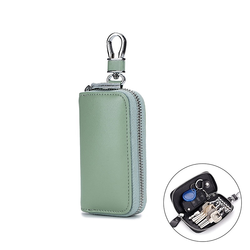 Cuero de vaca partido hombres mujeres llavero casa llavero bolsa organizador coche llave caso bolsa multifuncional pequeña cartera mini monedero 2025 - $14.99 –P7