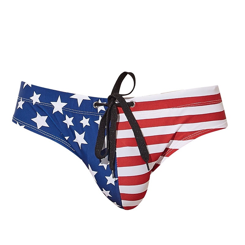 Homme Maillots de Bain short de bain Slip de bain Imprimer Drapeau Confort Respirable Extérieur du quotidien Sortie Mode Décontractées Blanche Bleu de 2025 ? $13.49 –P5