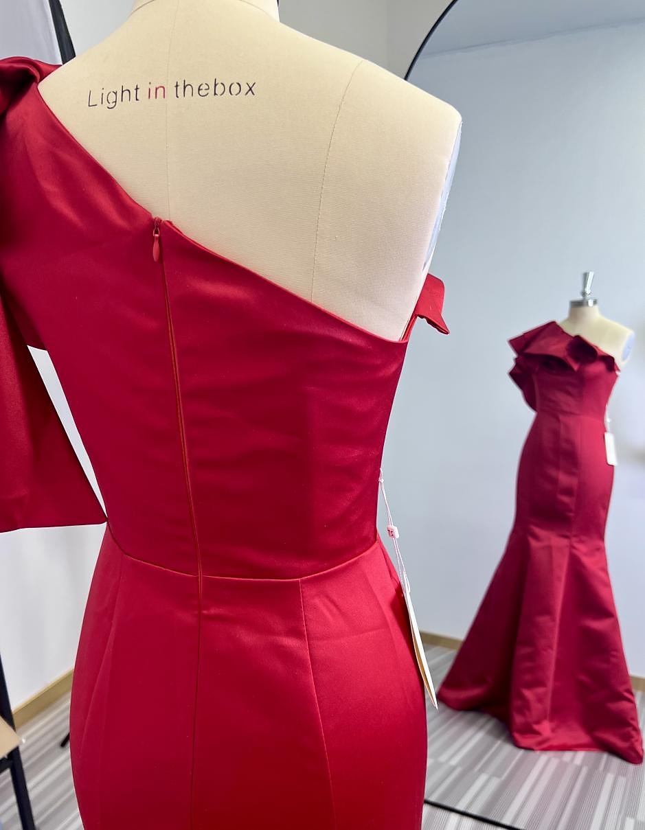 Robe de Soirée Sirène Corsets Robe Invité Formal Mariage Longueur de Sol Sans Manches Une Épaule Taffetas avec Volants Fleur d'Épaule Robe Mascarade de 2025 ? $170.99 –P4
