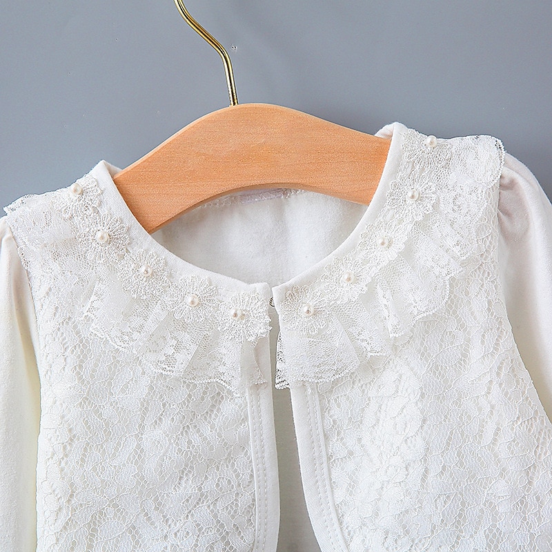 Kids Girls' Blazer Solid Color Fashion Lace Outdoor Cotton Coat Outerwear 2-12 Years Summer Black White Beige 2025 - $13.49 –P2