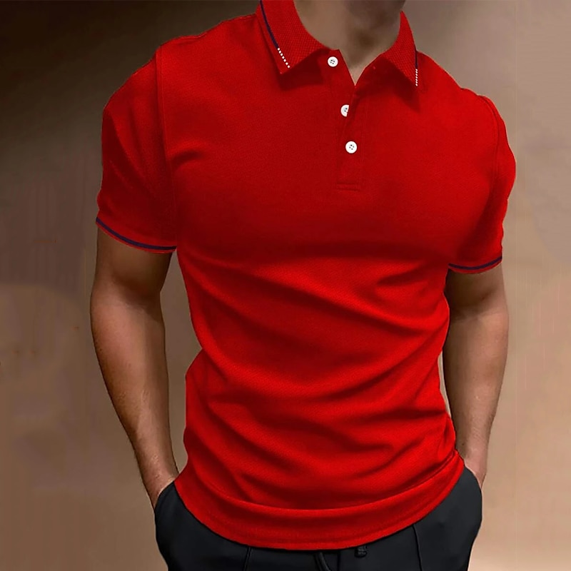 Herren Poloshirt Golfhemd Casual Festtage Kargen Kurzarm Modisch Basic Glatt Klassisch Sommer Regular Fit Feuer rot Schwarz Gelb Armeegrün Dunkelmarine Grau Poloshirt 2025 - $18.99 –P14