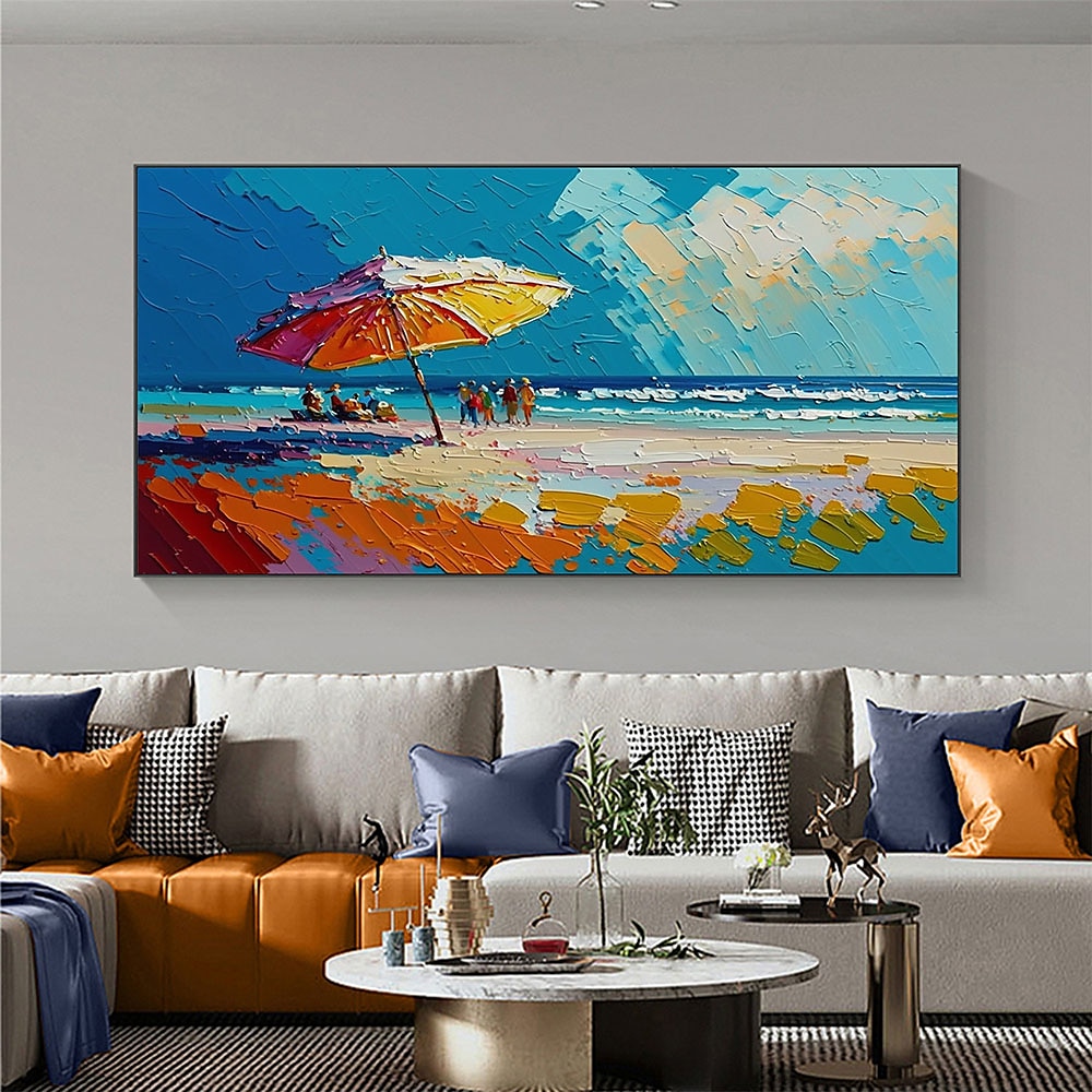 Handgefertigtes, handgemaltes Ölgemälde, Original-Sonnenschein-Ozean-Ölgemälde auf Leinwand, extra großes Wandkunst, abstraktes weißes Wellengemälde, Boho-Wanddekoration, gerollte Leinwand, kein 2025 - $69.99 –P4