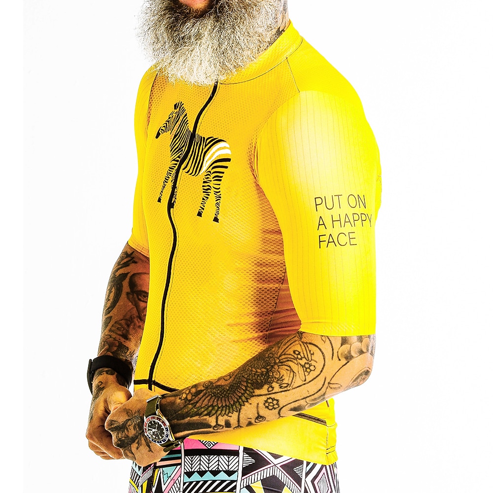 Homens Camisa com Bermuda Bretelle Manga Curta Ciclismo de Montanha Ciclismo de Estrada Verão Amarelo Geométrica Moto Tapete 3D Secagem Rápida Bolso Traseiro Pavio Humido Respirável Elastano Esportes de 2026 por $49.99 –P3