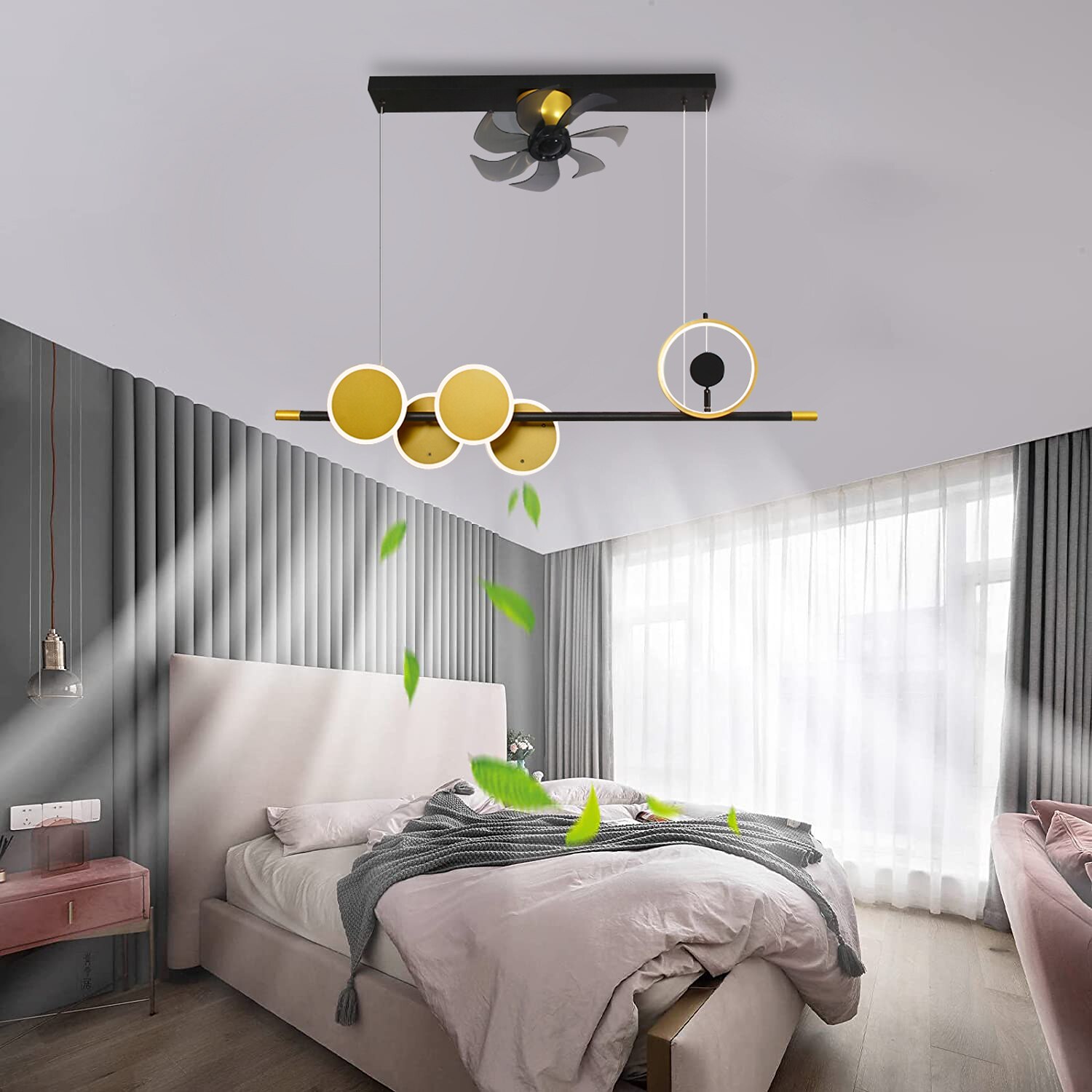 ventilateur de plafond avec application de conception de doublure de lampe de coucher de soleil rotative à 360 °&amp; télécommande 100cm 5 lumières dimmable 6 vitesses de vent ventilateur de plafond de 2025 ? $413.29 –P7