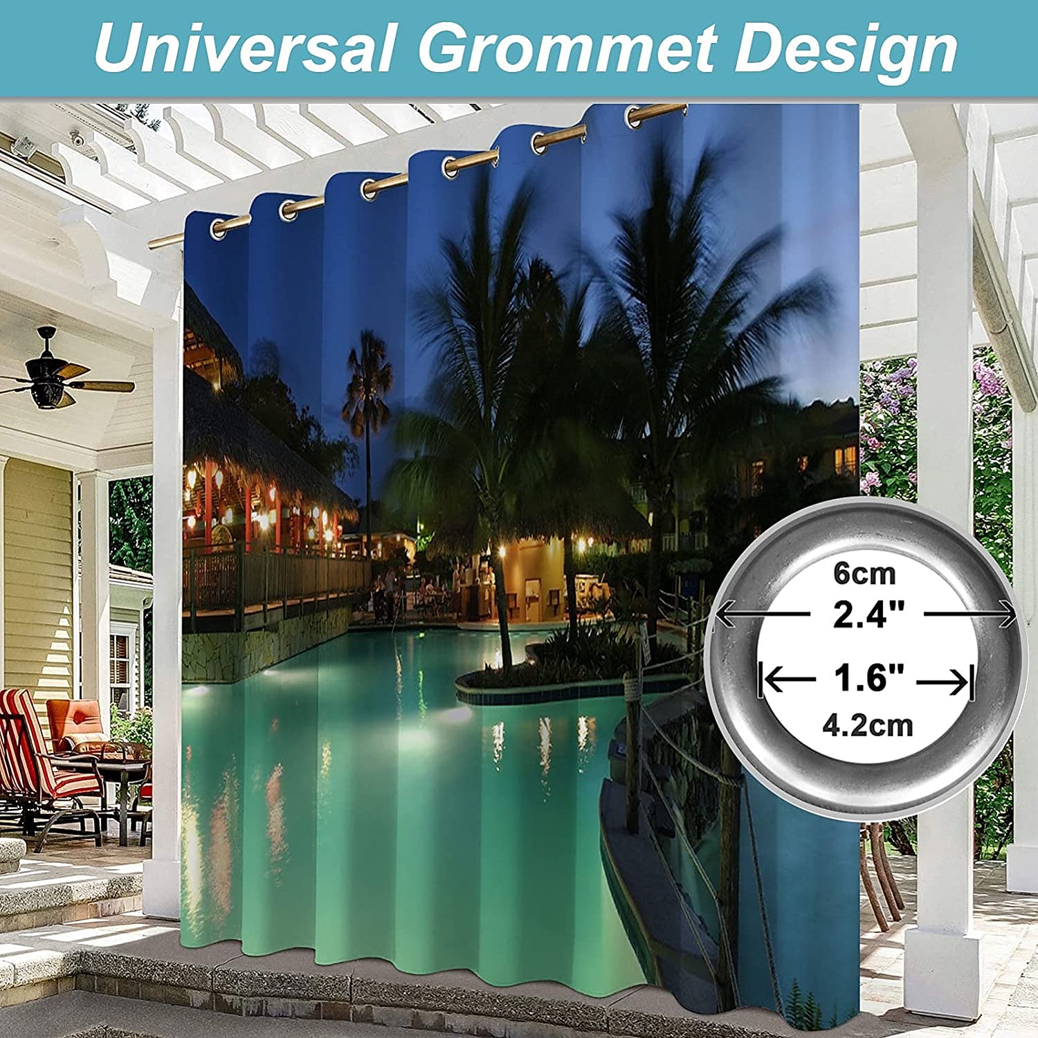 Waterproof Outdoor Curtain Privacy, Sliding Patio Curtain Drapes, Pergola Curtains Grommet 3D Forest Landscape For Gazebo, Balcony, Porch, Party, 1 Panel 2025 - $37.99 –P9
