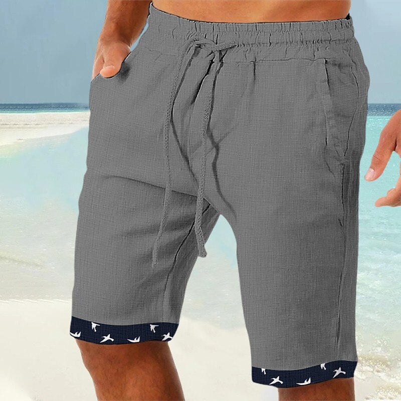 Homens Calção Shorts de verão Shorts de praia Patchwork Com Cordão Cintura elástica Tecido Conforto Respirável Curto Casual Diário Feriado Moda Estilo Clássico Branco Azul de 2025 por $20.99 –P3