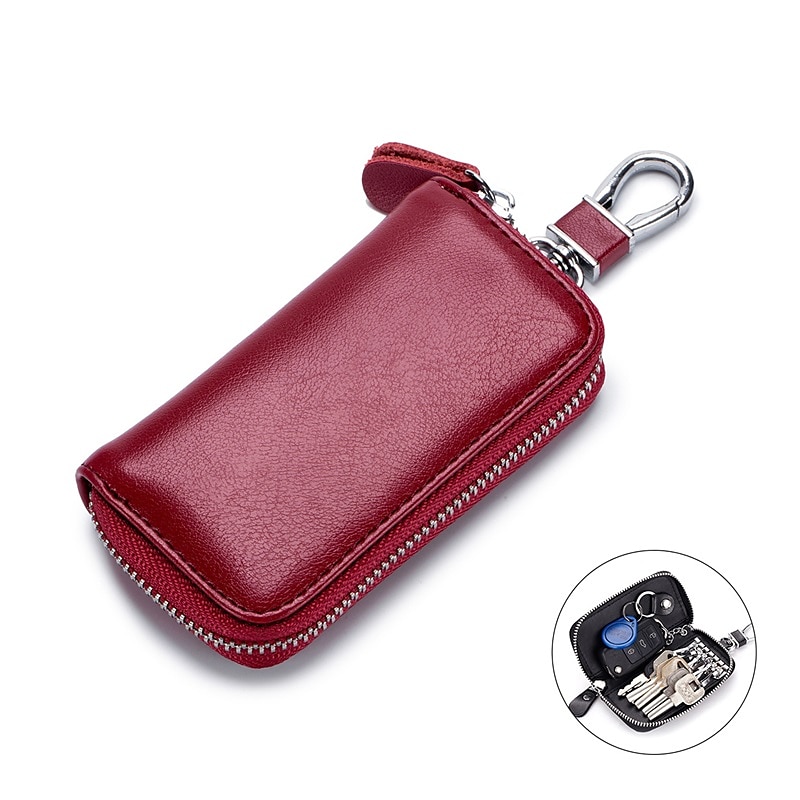 Cuero de vaca partido hombres mujeres llavero casa llavero bolsa organizador coche llave caso bolsa multifuncional pequeña cartera mini monedero 2025 - $14.99 –P18