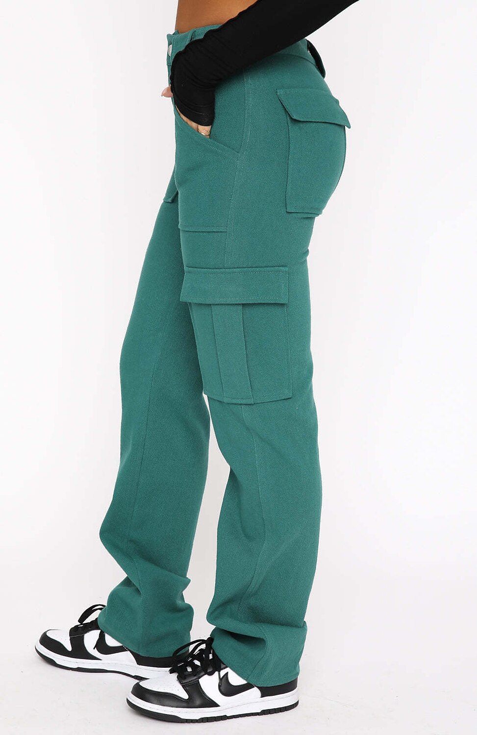 Women's Cargo Pants Wide Leg Pants Trousers Full Length Cotton Baggy Micro-elastic Mid Waist Fashion Casual Street Casual Daily Black Green S M 2023 - US $29.99 –P4