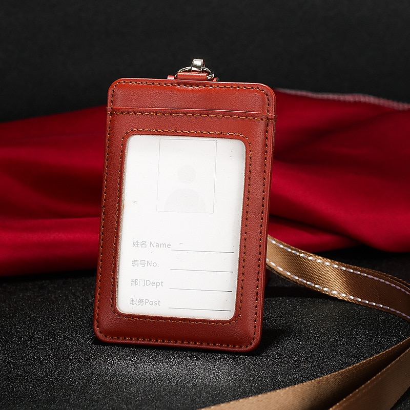 Skutečná kůže pracovní držák karet módní ID badge držáky s nylonovým šňůrkou ID případ kancelářské potřeby 2025 - $11.99 –P11