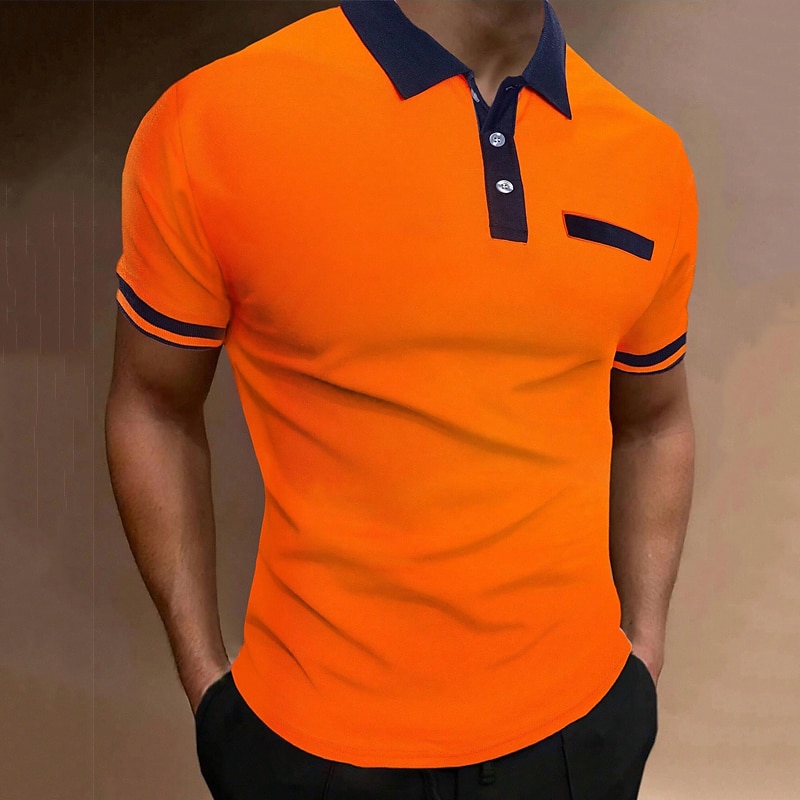 Herren Polos mit Knöpfen Poloshirt Casual Festtage Kargen Kurzarm Modisch Basic Glatt Klassisch Sommer Regular Fit Weiß Rosa Orange Kaki Polos mit Knöpfen 2025 - $15.49 –P10