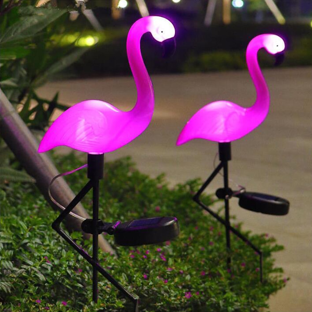 tuin buiten flamingo led paalverlichting op zonne-energie waterdicht voor tuin gazon patio vijver achtertuin decor 2025 - $25.99 –P2