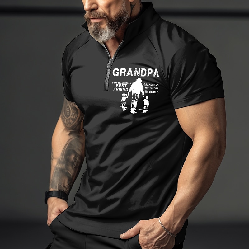 Herrarnas kortärmade kvart zip T-shirt Morfar barnbarns bästa vän  barnbarns bästa partner i brott familjegåva grafisk 2025 - $22.99 –P6