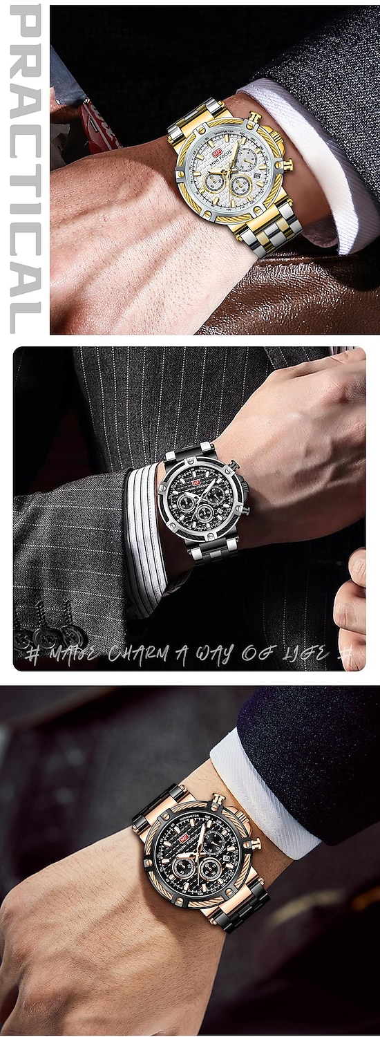 MINI FOCUS Chronograph Multifunction Quartz Mens Watches Luxury Stainless Strap Business Male Clock Waterproof relogio masculino 2025 - $52.99 –P12