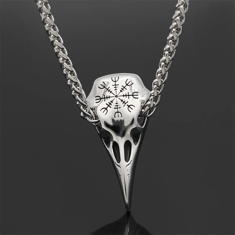 colier viking craniu de corb pandantiv odin rună amuletă bijuterii pirați medievale pentru bărbați retro vintage 2025 - $12.99 –P3