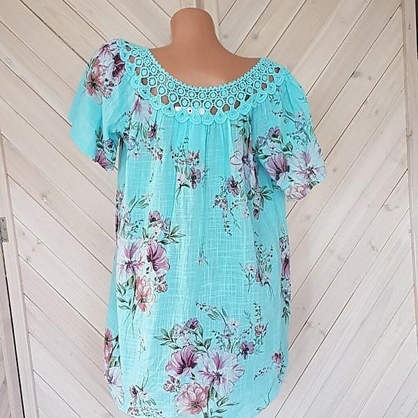 Blouses en dentelle blanche élégante pour femmes blouses ajourées basiques florales imprimées courtes tops réguliers col en V décontractés romantiques petits tops pour l'été vêtements de vacances de 2025 ? $16.99 –P4