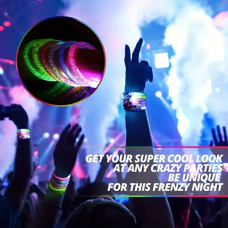 2025年 5 個アクリル光るブレスレットバブルブレスレット LED 点滅ブレスレットバーコンサートイベント小道具ライトアップおもちゃ用品感謝祭結婚式ブライダルシャワー婚約独身誕生日パーティーサプライヤー  コレクション – $14.99 –P3