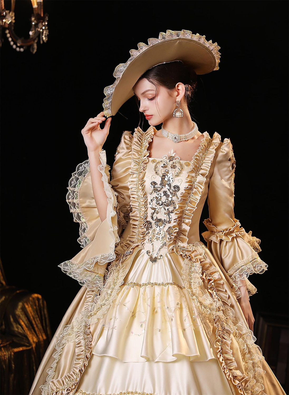 Dolce Lolita Gotico Rococò Vestito Costume da festa Abito da Ballo Principessa Shakespeare Gentildonna Tinta unica Abito da ballo Costume Per donna Halloween Carnevale San Valentino Performance del 2025 a $205.29 –P3