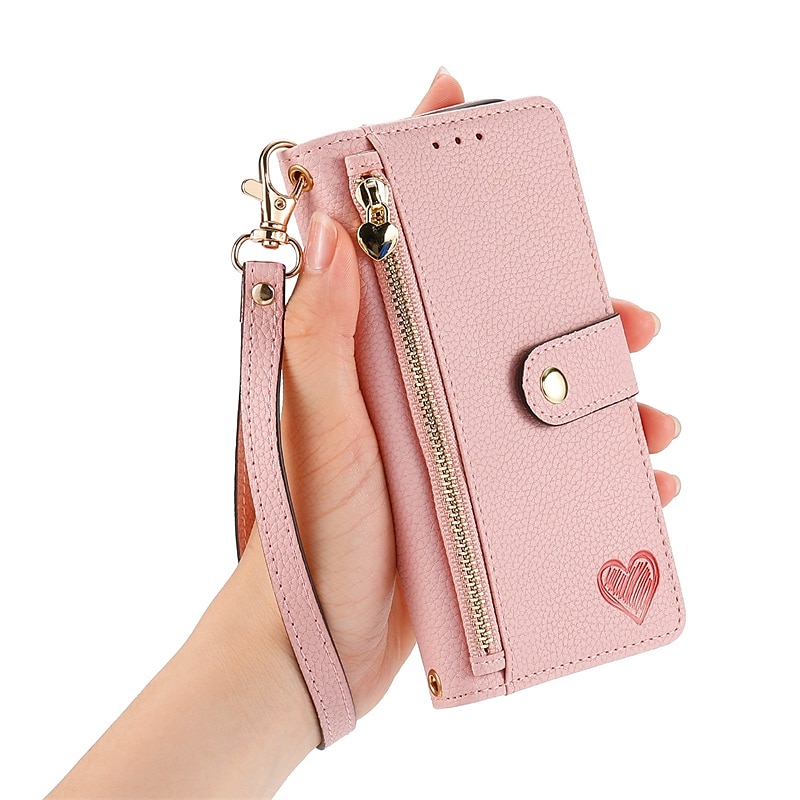 For iPhone 15 14 13 12 Pro Max Women Purse Leather Zipper