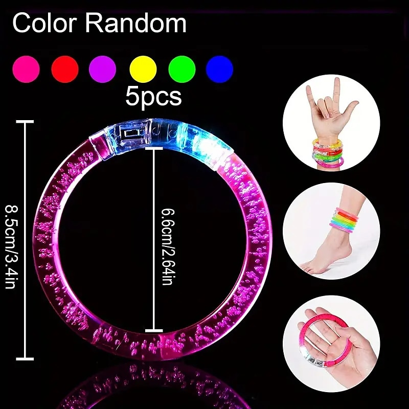 2025年 5 個アクリル光るブレスレットバブルブレスレット LED 点滅ブレスレットバーコンサートイベント小道具ライトアップおもちゃ用品感謝祭結婚式ブライダルシャワー婚約独身誕生日パーティーサプライヤー  コレクション – $14.99 –P6