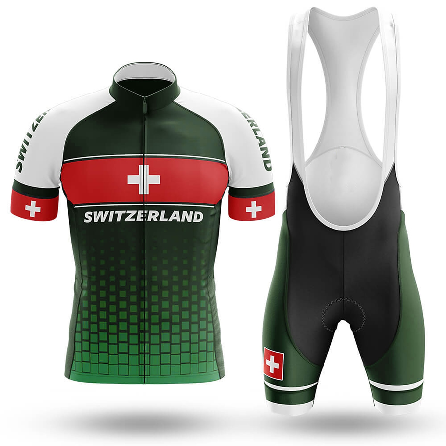 21Grams Herren Radtrikot mit Radhose kurz Trägern fahrradbekleidung set Kurzarm MTB Mountain Rennrad Dunkelmarine Schweiz Fahhrad Sportkleidung 3D-Pad Atmungsaktiv Rasche Trocknung / Elasthan / 2025 - $41.99 –P4