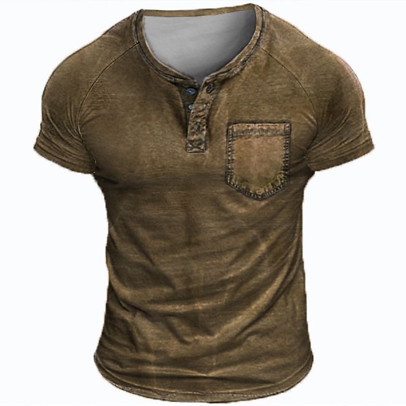 Homens Camiseta Camisa Henley T-shirt Manga Curta Tecido Moda Designer Básico Estilo vintage Henley Férias Rua Para Noite Verão Cinzento Camiseta Henley de 2026 por $20.99 –P2
