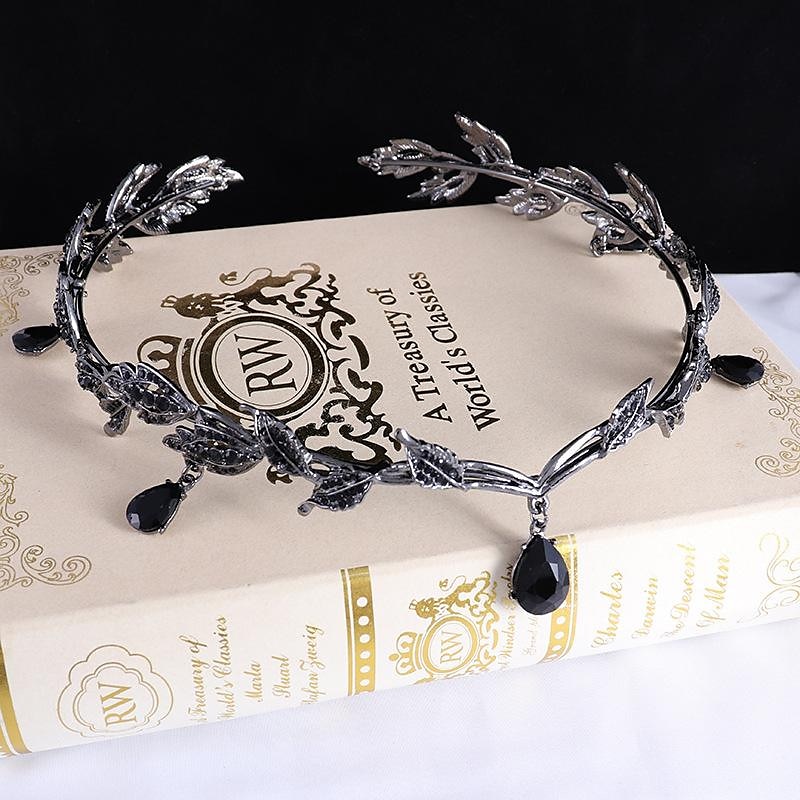 Couronne de feuilles victoriennes pour femmes diadème rétro vintage rococo coiffure de mariée tête de strass pour accessoires de cheveux de mariage de 2025 ? $17.49 –P6