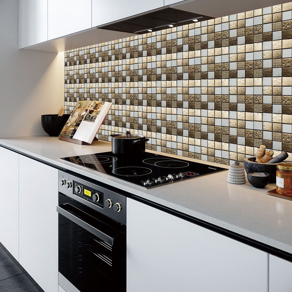 10 piezas 3d mosaico azulejo de cristal pegatina de vidrio tilediy impermeable autoadhesivo pegatina de pared 2025 - $7.99 –P1