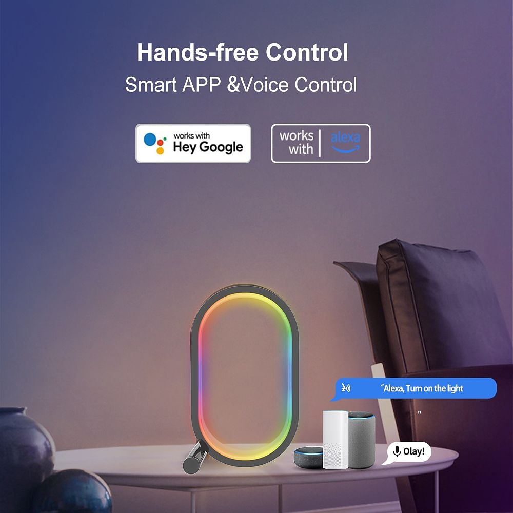 Светодиодный умный свет WiFi умная APP настольная лампа звуковое управление RGB фантомный настольный атмосферный интеллектуальный свет Esports настольное украшение Tuya WiFi Alexa USB питание 2025 - $47.99 –P8