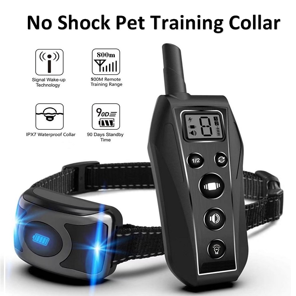 nessun shock 800m collare di addestramento per cani da compagnia beep collare di vibrazione collare di addestramento a distanza umano impermeabile ricaricabile del 2025 a €57.99 –P1