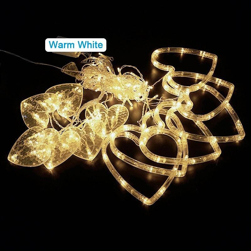 أضواء سلسلة الستار led 126 بطارية ضوء سلسلة led&amp; أضواء على شكل قلب تعمل بالطاقة USB مقاومة للماء 8 أوضاع وامضة لفتاة عيد الحب والزفاف والكريسماس وأضواء نافذة الفندق 2025 - $26.99 –P9