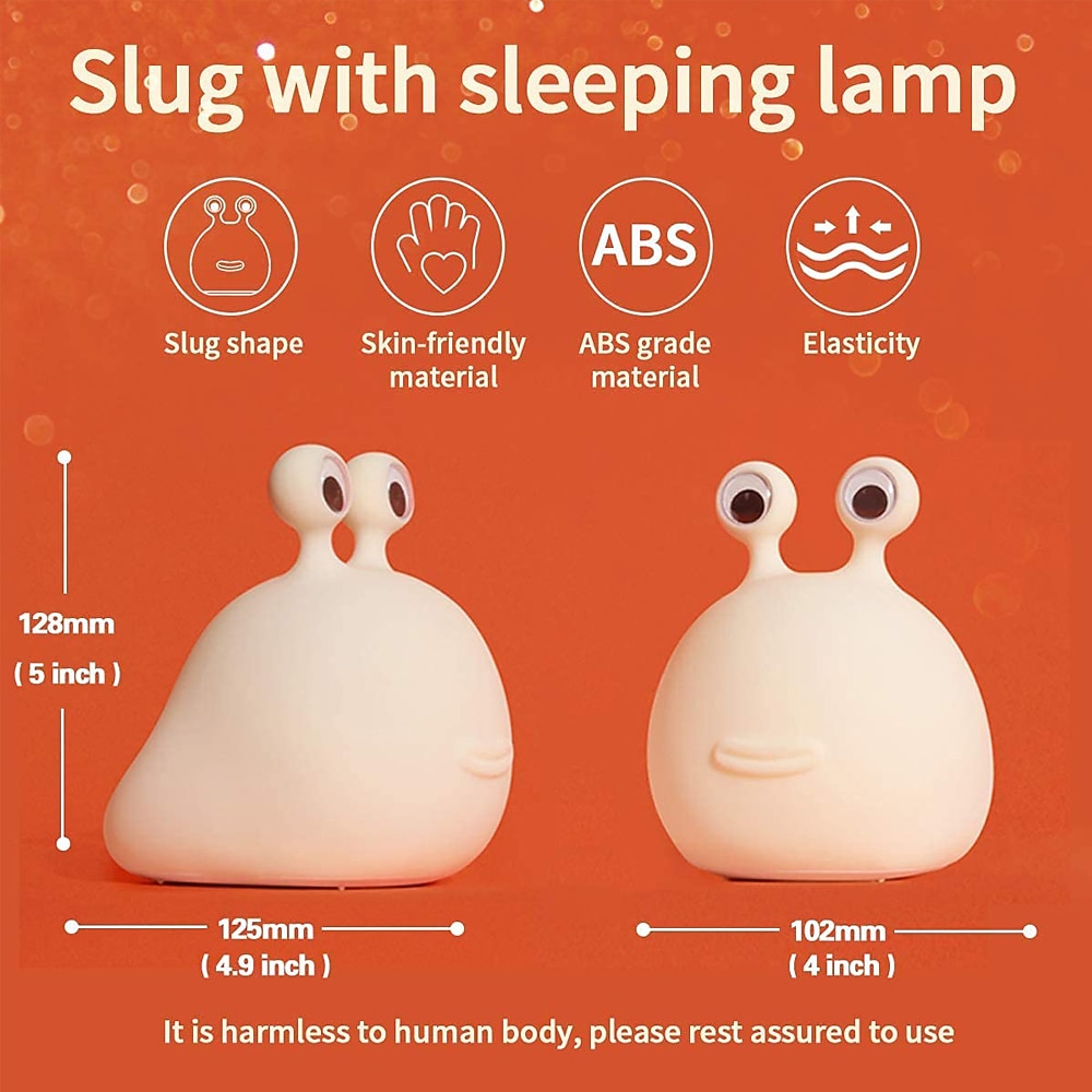 slug night light детская мягкая лампа силиконовый ночник для грудного вскармливания милая прикроватная лампа с животными для малышей дети подростки мягкий ночник с сенсорным датчиком для спальни 2025 - $29.99 –P4