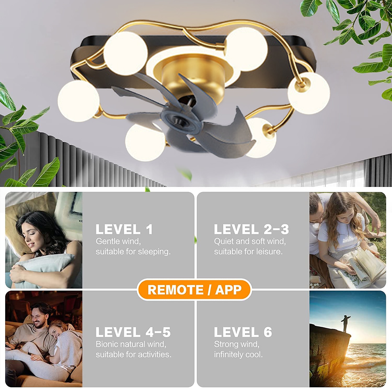 Deckenventilator mit Licht ca& Fernbedienung 52cm 3-Licht dimmbar 6 Windgeschwindigkeiten moderner Deckenventilator für Schlafzimmer, Wohnzimmer, kleines Zimmer 110-240V 2025 - $331.09 –P6