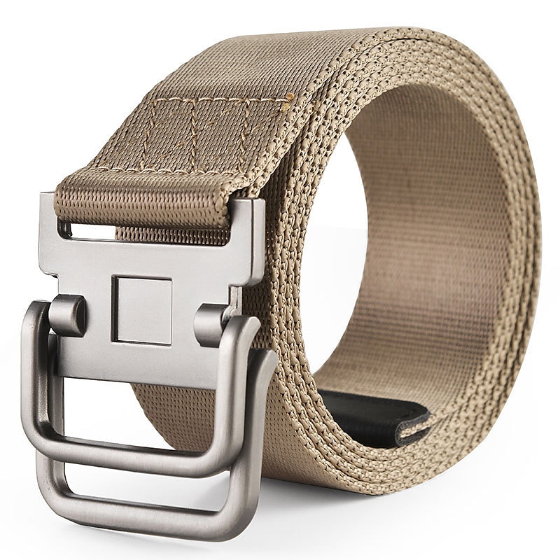 heren nylon riem gemakkelijk verstelbare dubbele ringgesp golfriem zwart casual unisex web canvas riem metalen tactische gesp mode effen gestreept 2025 - $6.49 –P6