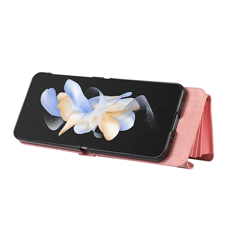 телефон Кейс для Назначение SSamsung Galaxy Z-флип 6 Z Flip 5 Z Flip 4 Z Flip 3 Сумочка Кошелек Кошелек для карт Флип Молния со съемным ремешком через плечо Однотонный ПК Кожа PU 2025 - $25.99 –P16